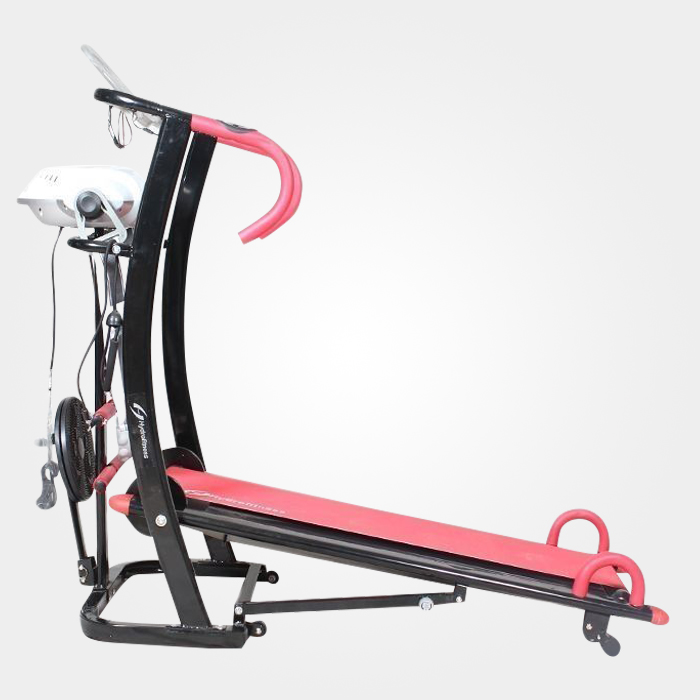 6 Way Manual Treadmill-Red and Black